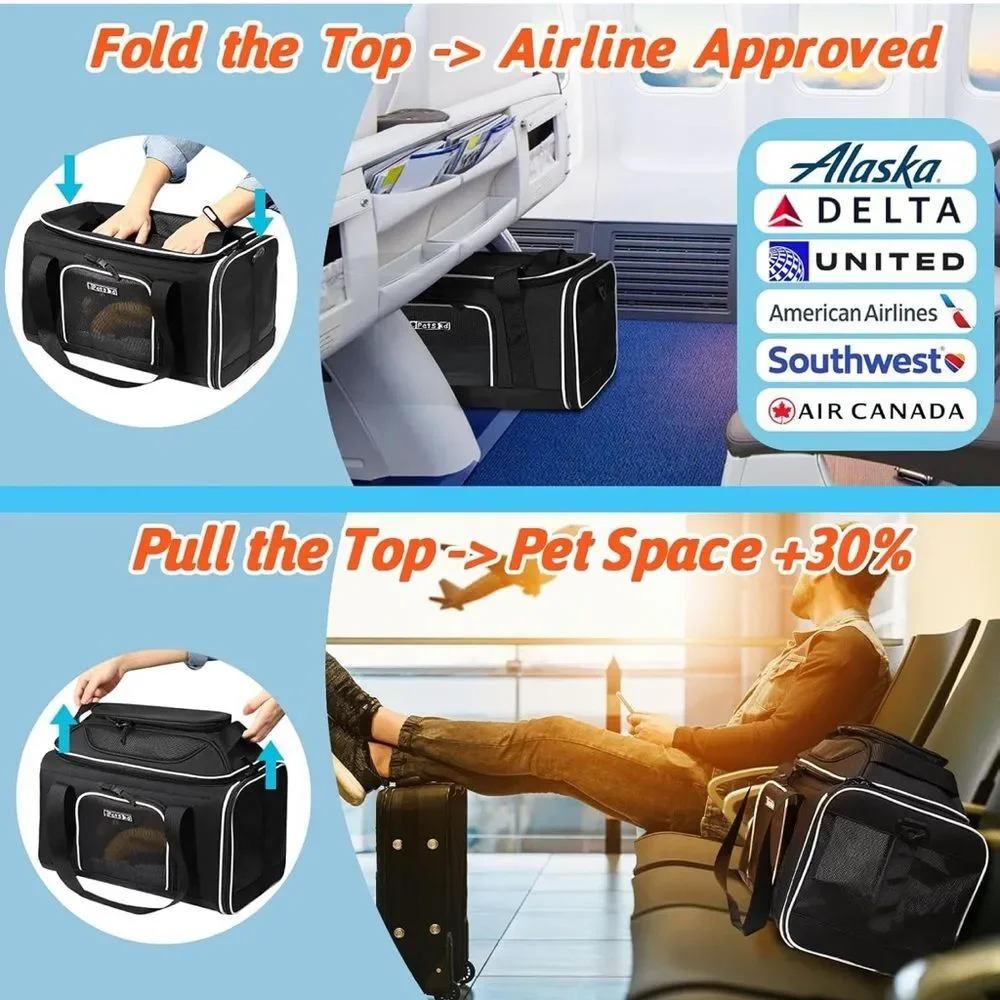 AS IS Petskd Black Pet Carrier -top expandable- for Small Cats and Dogs NEW